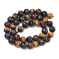 Three-Color Natural Tiger Eye Beads Strands&nbsp;G-L642-F08-10mm