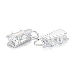 真鍮クリアキュービックジルコニアチャーム  長持ちメッキ  台形  プラチナ  12.5x4x3mm  穴：2mm&nbsp;ZIRC-G170-10P