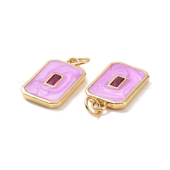 Rectangle Brass Micro Pave Cubic Zirconia Pendants&nbsp;KK-G435-05G