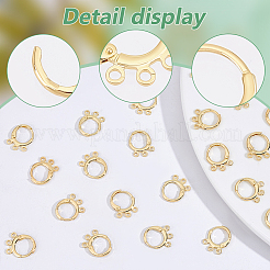 真鍮フレンチフックピアス金具12組  3穴ループ付き  ゴールドカラー  14.5x11.5x2mm  穴：1.5mm  ピン：0.8mm&nbsp;KK-BC0013-28B