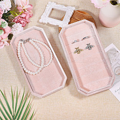 蓋付きベルベットリングオーガナイザーボックス  長方形  ミスティローズ  20.7x10.6x5.35cm&nbsp;CON-WH0089-191