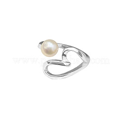Heart 925 Sterling Silver with Natural Freshwater Pearl Cuff Rings for Women&nbsp;FS-WG385D2-01