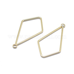 真鍮チャーム  長持ちメッキ  菱形  14KGP本金メッキ  30.5x16x0.8mm  穴：1.6mm&nbsp;KK-F797-24G