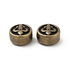 304ステンレススチールビーズ  フルール·ド·リスとフラットラウンド  アンティークブロンズ  10x6mm  穴：1.6mm&nbsp;STAS-C055-01AB