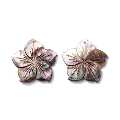 天然石ブラックリップシェルペンダント  桜の花のチャーム  31x32x3mm  穴：1.8mm&nbsp;SHEL-P015-07
