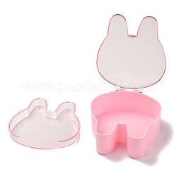 ウサギのプラスチック製ジュエリーボックス  透明カバー付き  ピンク  14.6x12.7x5.5cm&nbsp;OBOX-F006-11
