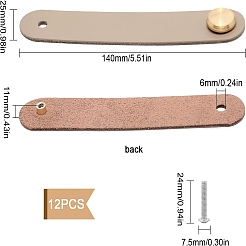 革製ハンドル12セット  ジュエリーボックスアクセサリー  アルミネジ付き  リネン  140x25x11mm  穴：6mm&nbsp;DIY-GF0004-65H