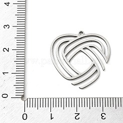 304ステンレスペンダント  直線模様のハートチャーム  ステンレス鋼色  24.5x24x1mm  穴：1.5mm&nbsp;STAS-E525-01B-P
