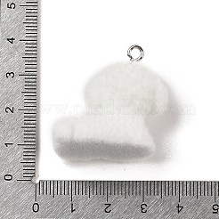 フロッキング樹脂のかわいい子犬ペンダント  プラチナメッキの鉄製ループが付いた犬のチャーム  ホワイト  31.5x23x20mm  穴：2.5mm&nbsp;MACR-P043-L04