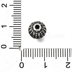 刻印入り304ステンレススチールビーズ  花模様の丸  アンティークシルバー  8.5x8mm  穴：1.8mm&nbsp;STAS-H263-17AS-02