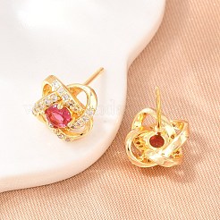 Brass Micro Pave Cubic Zirconia Stud Earrings for Women&nbsp;KK-A305-10G-05