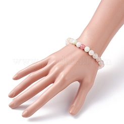 8mm Natural Colorful Green Jade Round Beads Stretch Bracelet&nbsp;BJEW-JB07219
