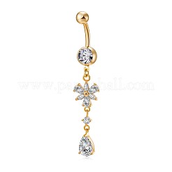 Brass Cubic Zirconia Navel Ring&nbsp;AJEW-EE0004-11