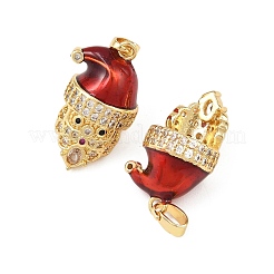 Christmas Brass Micro Pave Cubic Zirconia Enamel Pendants&nbsp;KK-B161-15G-05