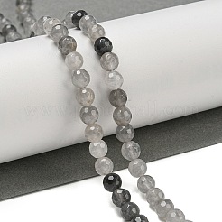 天然石クラウディクォーツビーズ連売り  (128 ファセット)ファセット  ラウンド  6mm  穴：0.9mm  約60個/連  14.76インチ（37.5cm）&nbsp;G-E571-A08-01