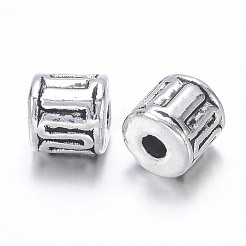 チベット風合金ビーズ  コラム  アンティークシルバー  カドミウムフリー＆ニッケルフリー＆鉛フリー  4.5x4.5mm  穴：1.5mm&nbsp;LF0030Y-NF