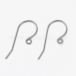変色しにくい304ステンレススチール製ピアスフック  耳ワイヤー  水平ループ付き  ステンレス鋼色  28mm  穴：1.8mm  ピン：0.8mm  約47個/10g&nbsp;X-STAS-L253-004P