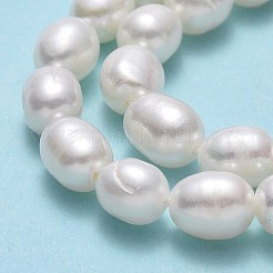 天然養殖淡水パールビーズ連売り  ライス  リネン  6.5~7.5x5~5.5mm  穴：0.6mm  約53個/連  14.17''（36センチメートル）&nbsp;PEAR-J006-17E-01