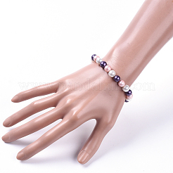 Shell Pearl Beads Stretch Bracelets&nbsp;BJEW-JB05144-M