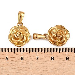 304ステンレススチールペンダント1個  花のチャーム  ゴールドカラー  17.5x15x4.5mm  穴：7.5x3.5mm&nbsp;STAS-FS0001-33D