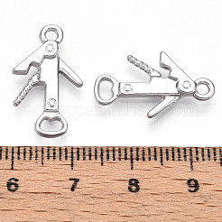 合金ペンダント  カドミウムフリー＆ニッケルフリー＆鉛フリー  栓抜き  プラチナ  21x12x2.5mm  穴：1.8mm&nbsp;PALLOY-N176-129P