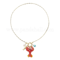 Handmade Lampwork Red Shrimp Pendant Nekclaces&nbsp;NJEW-JN05913