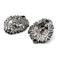 ステンレスペンダント201個  ライオンヘッドチャーム  アンティークシルバー  26x20.5x5mm  穴：2.5mm&nbsp;STAS-Z057-11AS