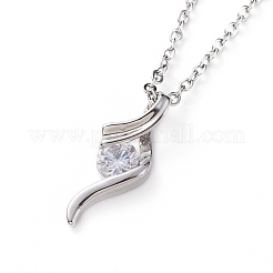 Brass Cubic Zirconia Pendant Necklaces&nbsp;NJEW-JN02619