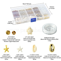 DIY Glass Seed & Synthetic Turquoise & Natural Cowrie Shell Bracelets Making Kits&nbsp;DIY-FS0007-11B
