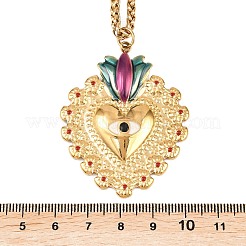 304 Stainless Steel Enamel Heart Pendant Wheat Chain Necklaces&nbsp;NJEW-P430-04A-G