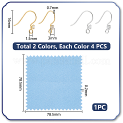 2 Colors 925 Sterling Silver with Clear Cubic Zirconia Earring Hooks&nbsp;STER-UN0001-30