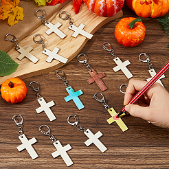 40Pcs Cross Blank Wood Pendant Decorations&nbsp;HJEW-FH00266