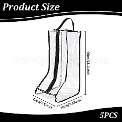 ハンドル付き透明PVCプラスチック製靴収納ジッパーバッグ  長方形  ブラック  46x20x20cm&nbsp;ABAG-WH0045-71B