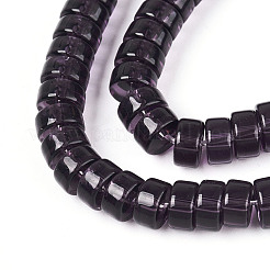 透明ガラスビーズ連売り  フラットラウンド  インディゴ  6~6.5x3~3.5mm  穴：0.8mm  約114~116個/連  14.76~14.96インチ（37.5~38cm）&nbsp;GLAA-N028-3x6mm-04
