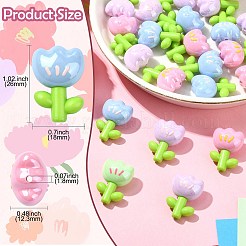 エナメルアクリルビーズ30個  花  ミックスカラー  26x18x12.3mm  穴：1.8mm  30個/セット&nbsp;OACR-CJ0002-01