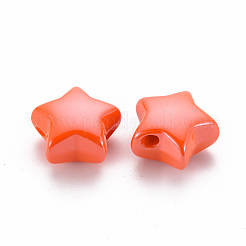 不透明なアクリルビーズ  パールカラーの  スター  レッドオレンジ  20.5x21x12.5mm  穴：3.5mm&nbsp;MACR-S372-02B-84