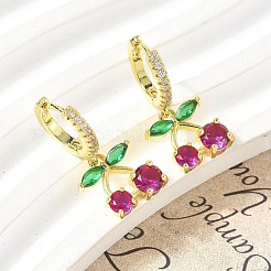 Cherry Brass Micro Pave Cubic Zirconia Hoop Earrings&nbsp;EJEW-U057-07G