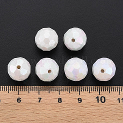 不透明なアクリルビーズ  多面カット  染め  ABカラー  ラウンド  ホワイト  12x11.5mm  穴：1.8mm  約560個/500g&nbsp;TACR-S154-10F-09