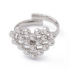 Non-Tarnish 304 Stainless Steel Rings Heart Adjustable Ring for Women&nbsp;RJEW-E055-01P