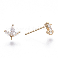 Brass Micro Cubic Zirconia Stud Earring Findings&nbsp;KK-N231-03-NF