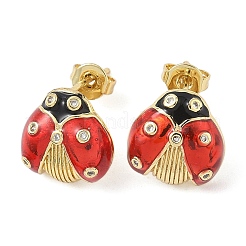 Brass Brass Micro Pave Cubic Zirconia Stud Earrings&nbsp;EJEW-F383-04G