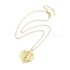 Heart with Flower 304 Stainless Steel Pendant Necklaces&nbsp;NJEW-G083-03B-G