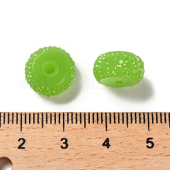 オペーク樹脂ビーズ  テクスチャーロンデル  芝生の緑  12x7mm  穴：2.5mm&nbsp;RESI-B020-07N