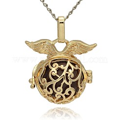 Golden Tone Brass Hollow Round Cage Pendants&nbsp;KK-J230-06G
