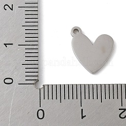 304ステンレススチールエナメルチャーム  ステンレス鋼色  ハート  11x11x1.2mm  穴：1.3mm&nbsp;LS-STAS-K312-05B-P