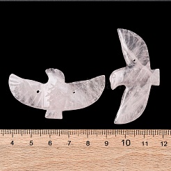 天然ローズクォーツの彫刻された大きなペンダント  平和の鳩のチャーム  28~29x51~52x6~6.5mm  穴：1.2mm&nbsp;G-A288-01I