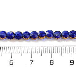 電気メッキガラスビーズセット  多面カット  フラットラウンド  ミディアムブルー  4x3mm  穴：0.8mm  約74~75個/連  11.61''（29.5センチメートル）&nbsp;EGLA-A040-01G