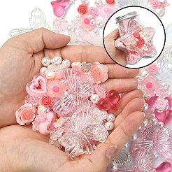 DIYジュエリー作りの発見キット  樹脂とガラスのカボションを含む  アクリルビーズ＆カボション＆ペンダント  プラスチックパールビーズ  花と蝶と蝶結びとハートとラウンド  ミックスカラー  429個/箱&nbsp;DIY-YW0007-59