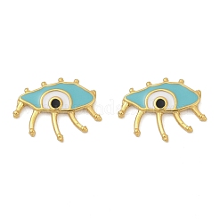 女性用304ステンレススチールエナメルスタッドピアス  目  18KGP本金メッキ  12.5x17mm&nbsp;EJEW-M095-05G