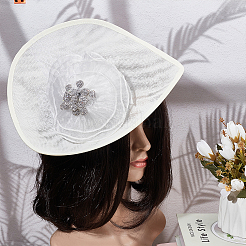 リネンミニハットファシネーターベース  DIY 工芸品のヘアアクセサリーの装飾  ホワイトスモーク  308x290x45mm&nbsp;AJEW-WH0561-32E